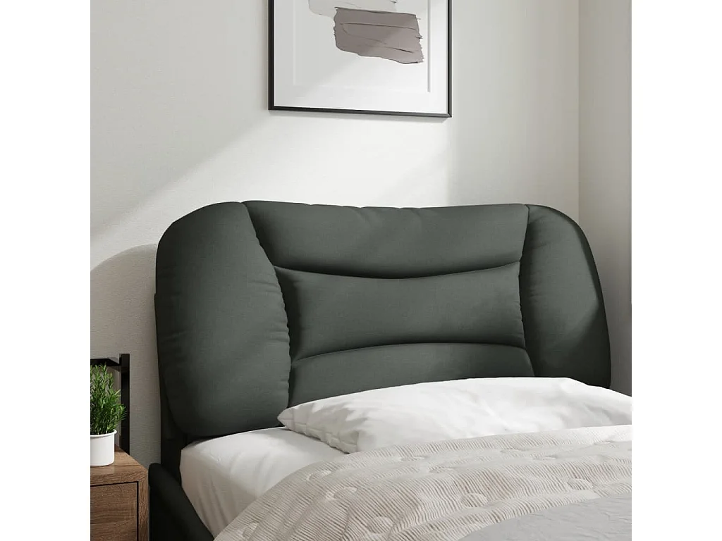 Coussin de tête de lit gris foncé 80cm tissu