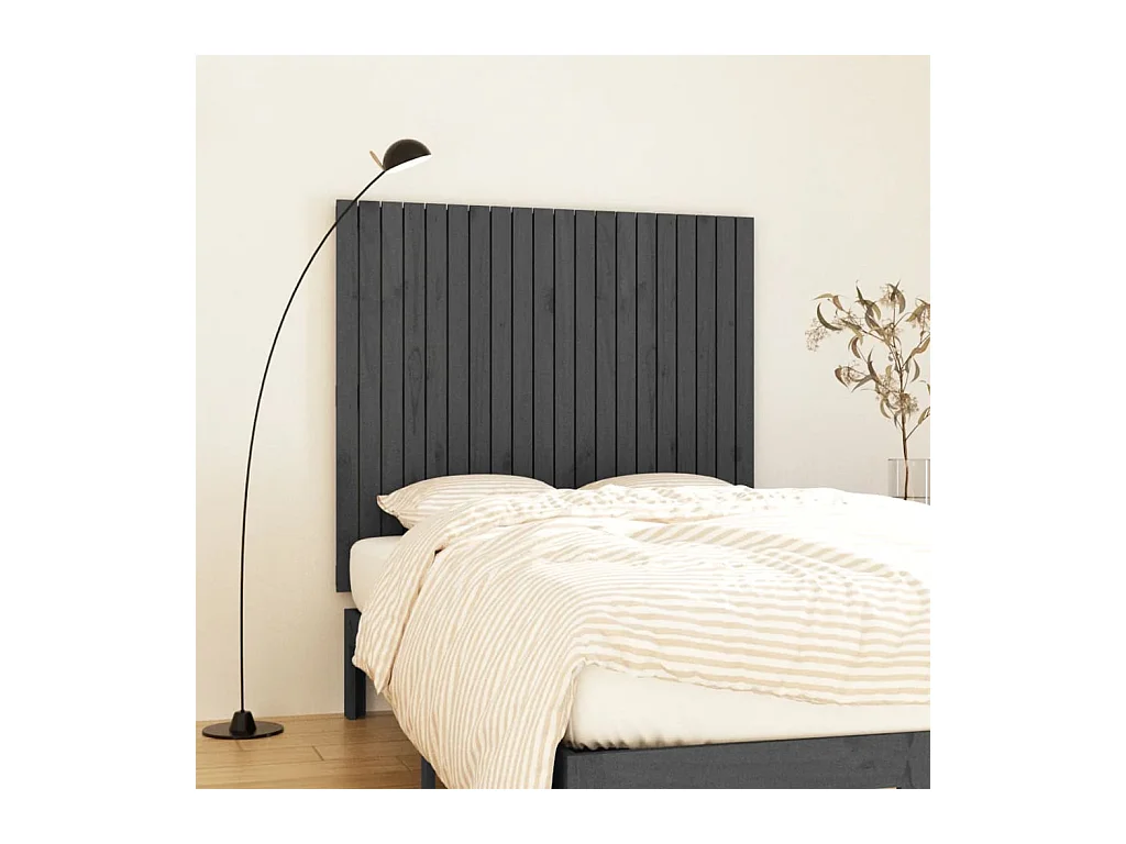 Tête de lit murale Gris 127,5x3x110 Bois massif de pin