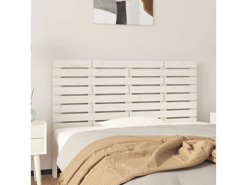 Tête de lit murale Blanc 126x3x63 Bois massif de pin