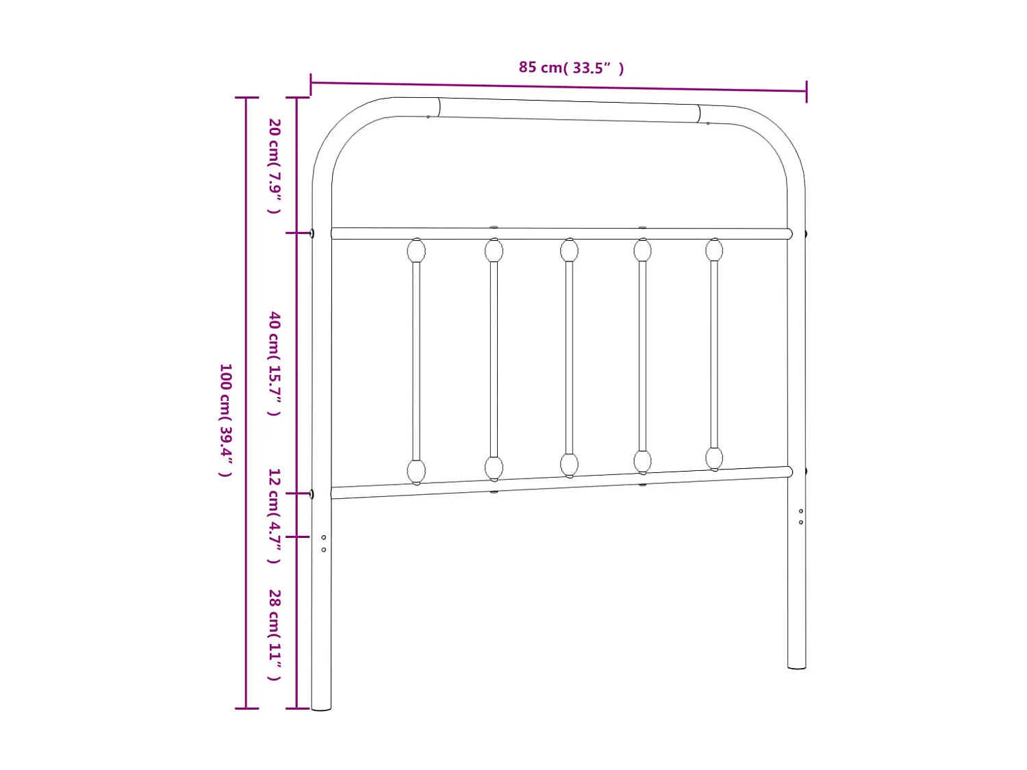 Tête de lit métal blanc 80cm
