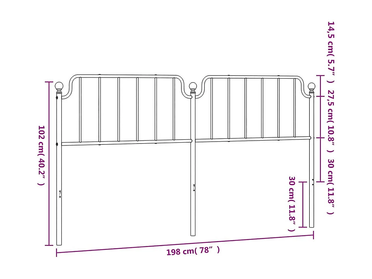 Tête de lit métal blanc 193cm