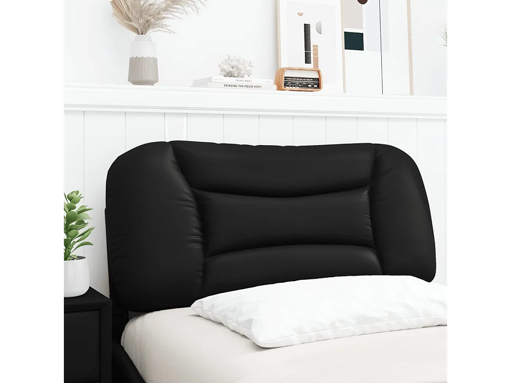 Coussin de tête de lit noir 90cm similicuir