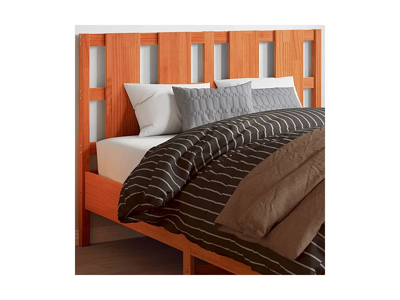 Tête de lit marron 135cm bois massif de pin