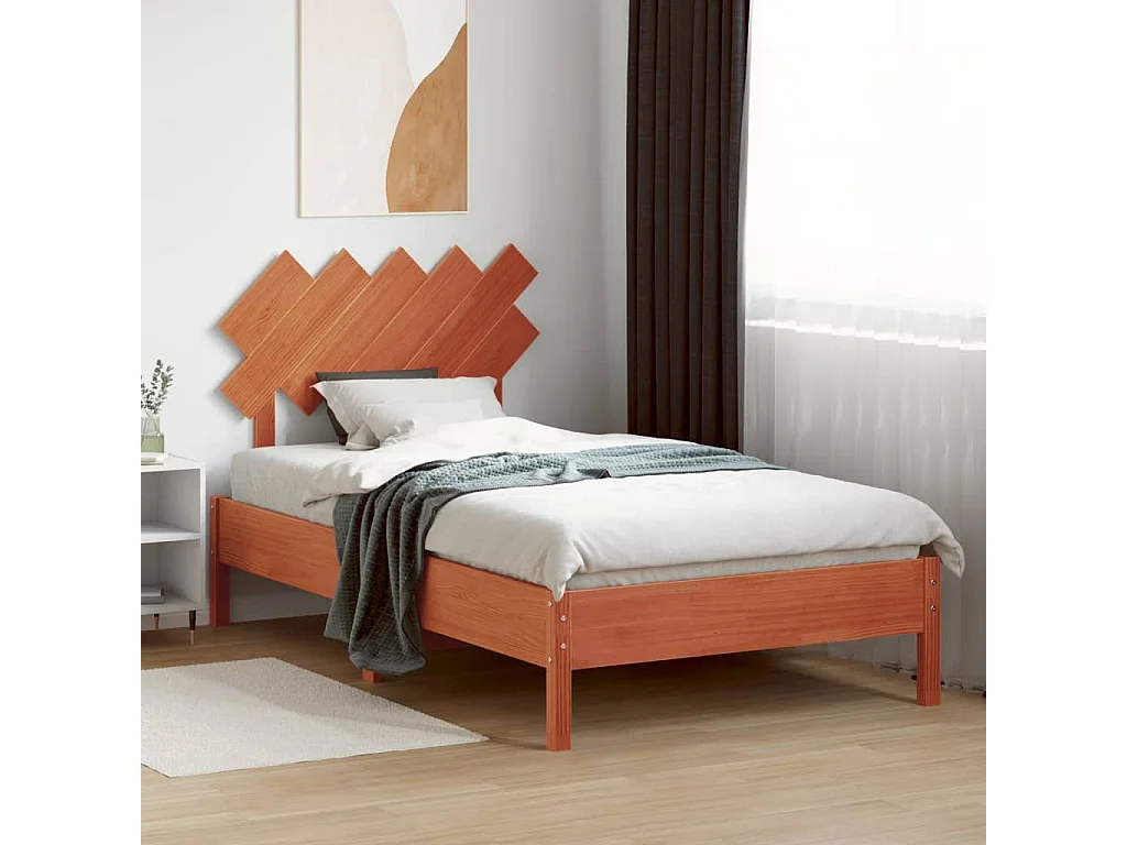 Tête de lit marron 90cm bois massif de pin