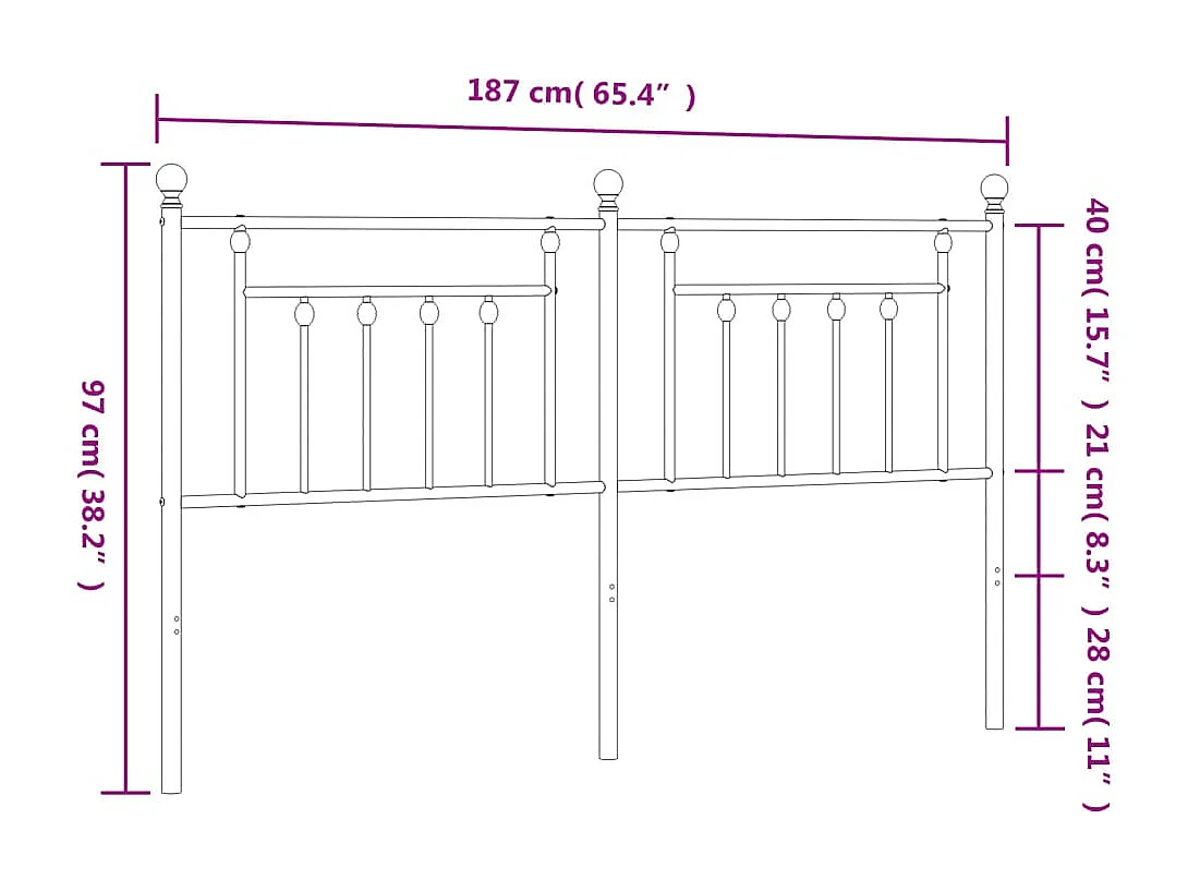 Tête de lit métal noir 180cm