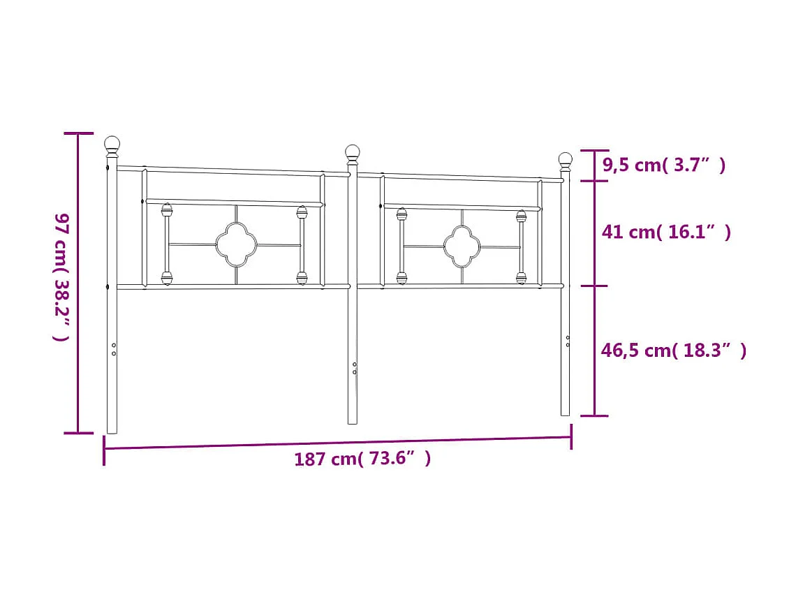 Tête de lit métal noir 180cm