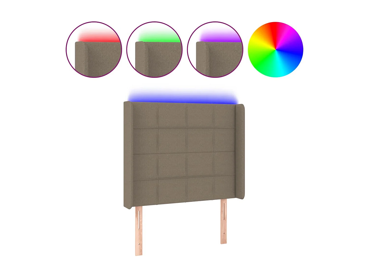 Tête de lit à LED Taupe 83x16x118-128 Tissu