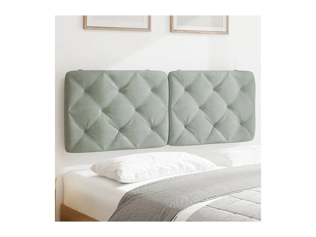 Coussin de tête de lit gris clair 120cm velours