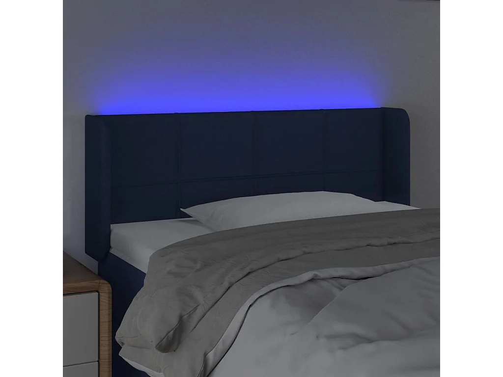 Tête de lit à LED Bleu 93x16x78-88 Tissu