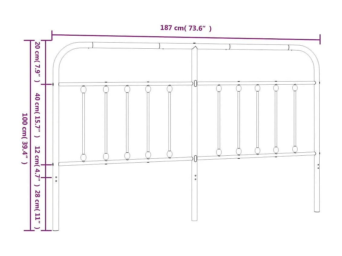 Tête de lit métal blanc 180cm