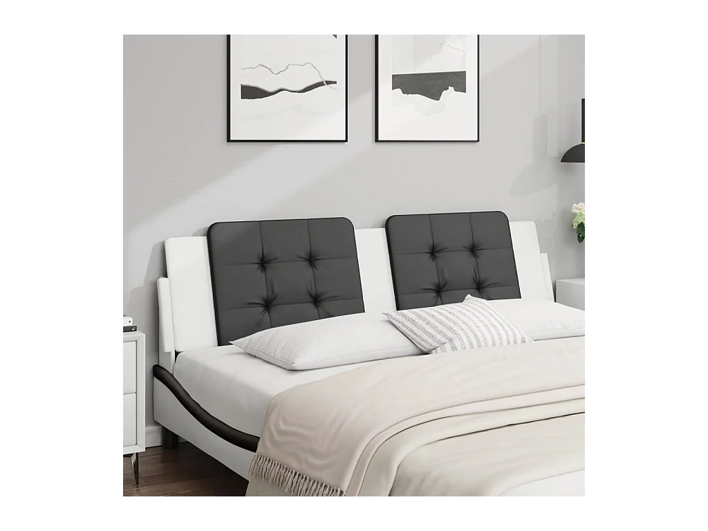 Coussin de tête de lit noir et blanc 180cm similicuir
