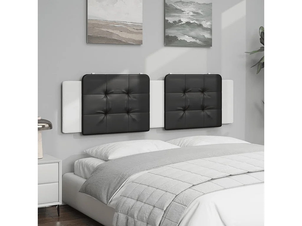 Coussin de tête de lit noir et blanc 180cm similicuir