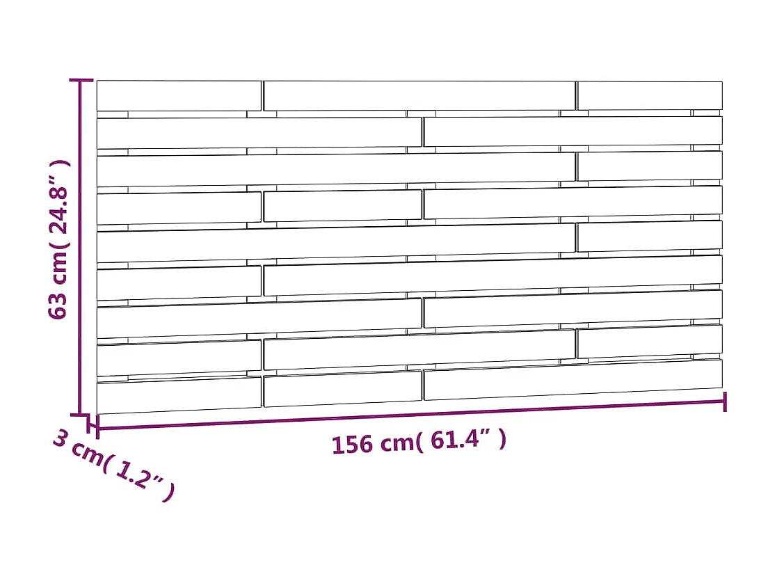 Tête de lit murale Marron miel 156x3x63 Bois massif de pin
