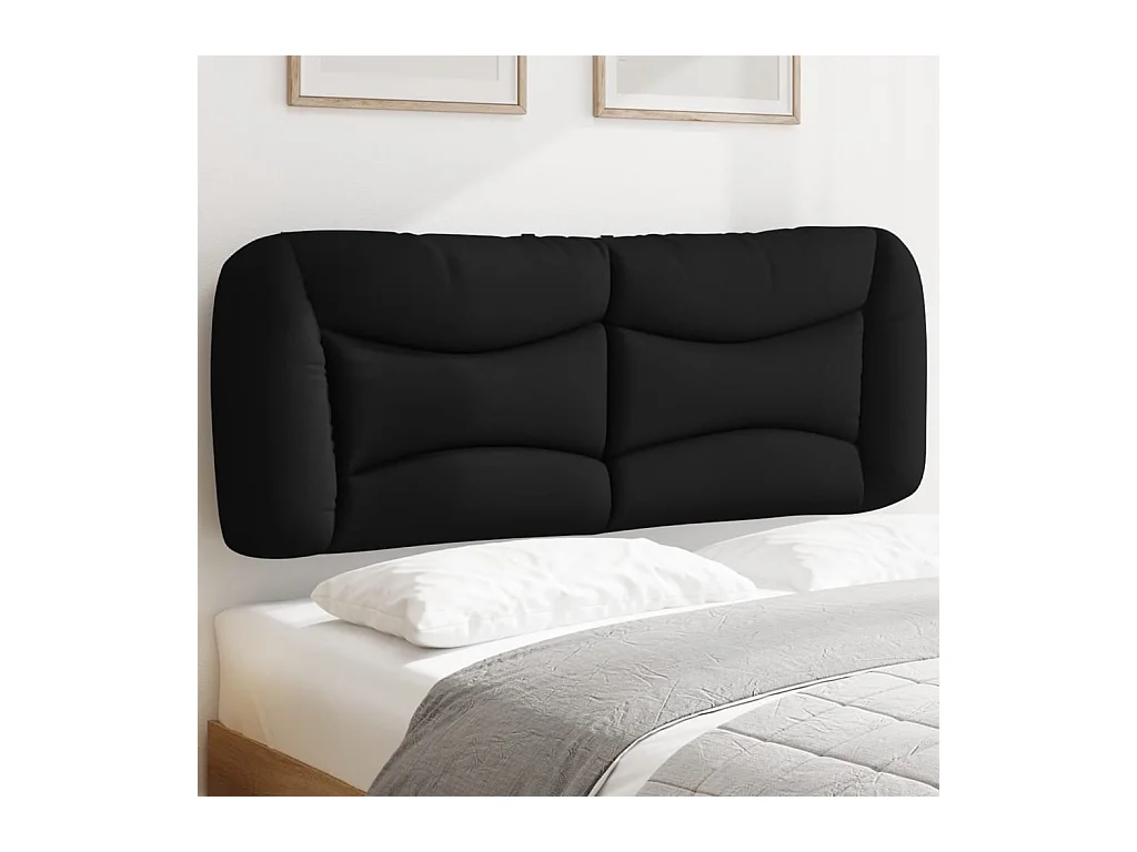 Coussin de tête de lit noir 140cm tissu