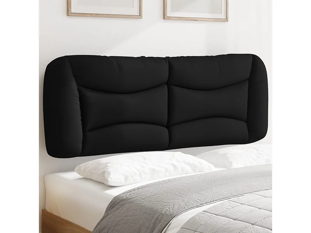 Coussin de tête de lit noir 140cm tissu