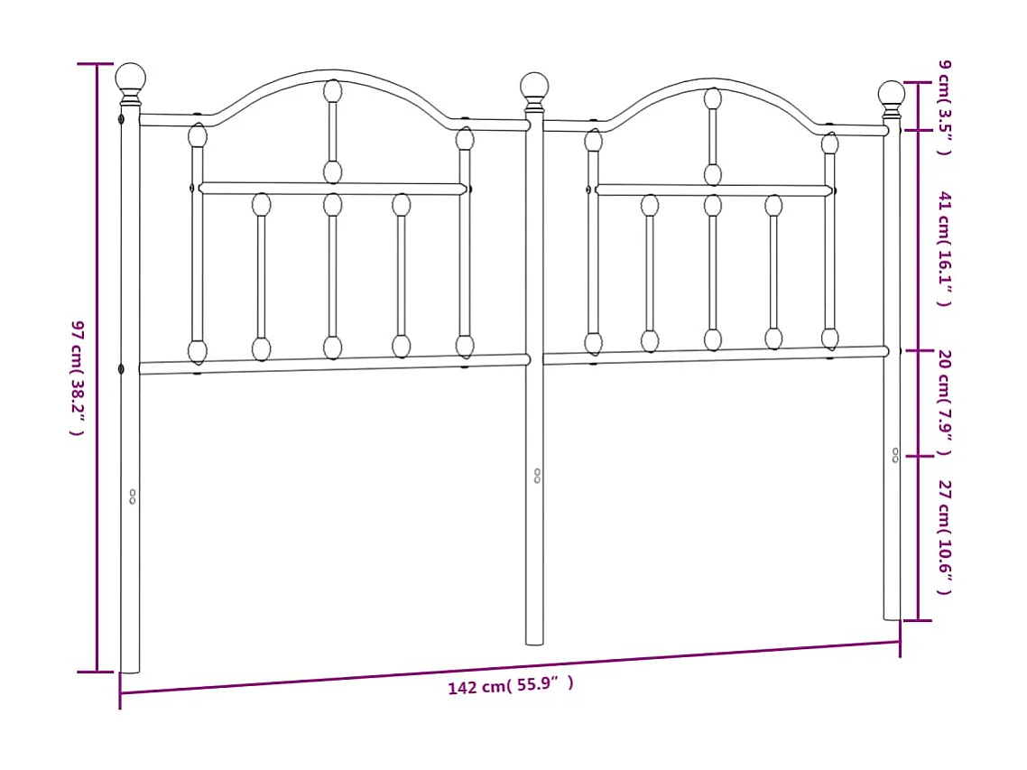 Tête de lit métal blanc 135cm