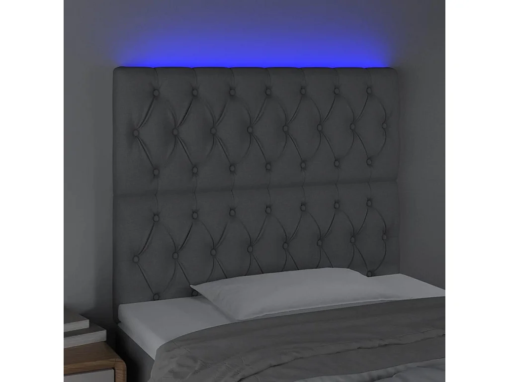 Tête de lit à LED Gris clair 90x7x118-128 Tissu