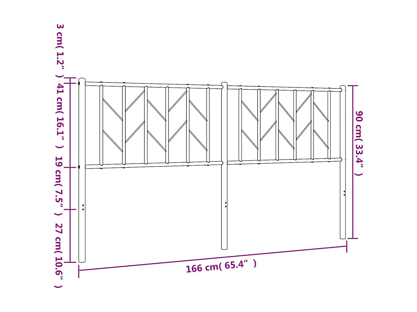 Tête de lit métal blanc 160cm