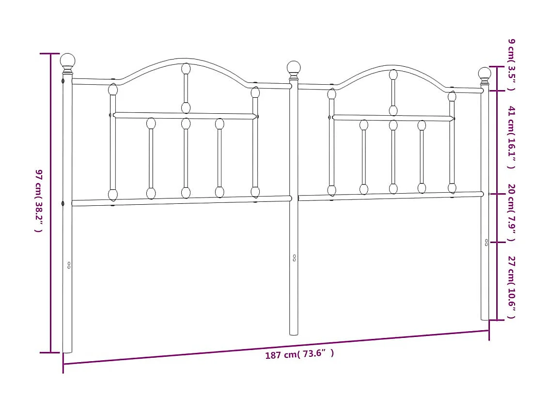 Tête de lit métal noir 180cm