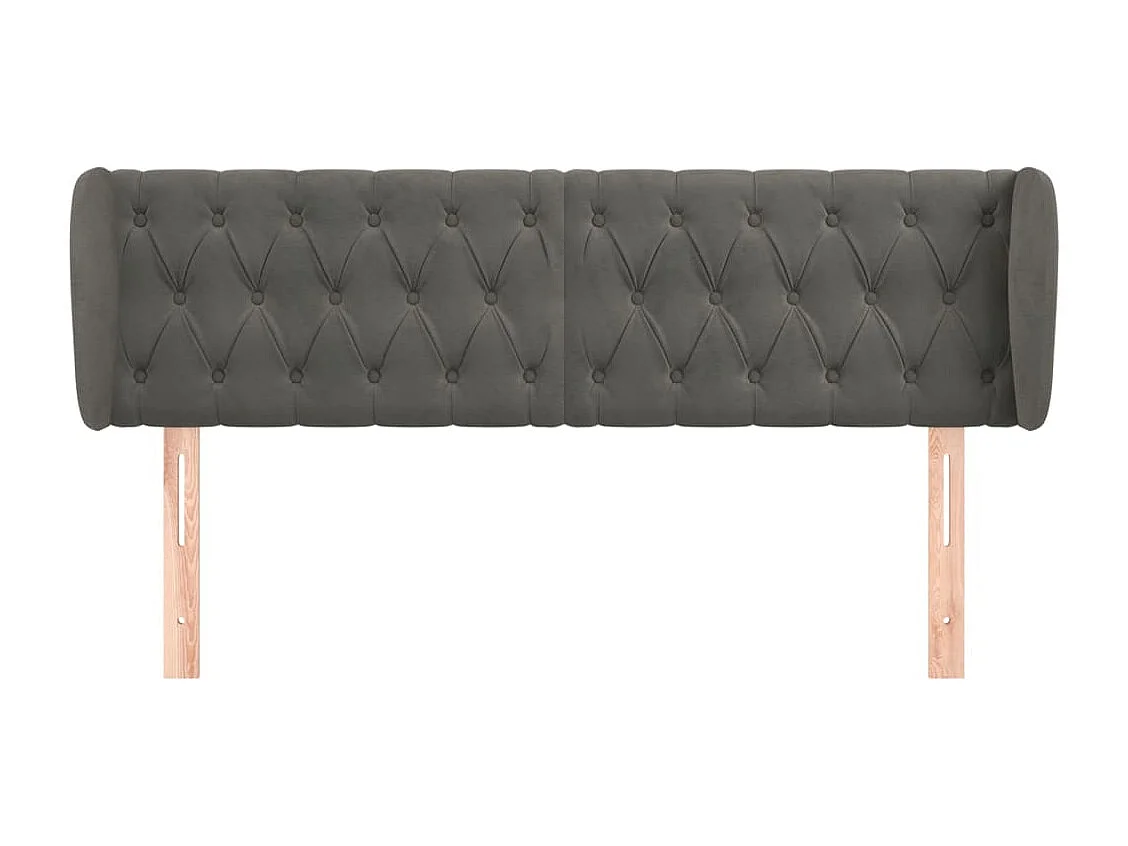 Tête de lit avec oreilles Gris foncé 147x23x78-88 Velours