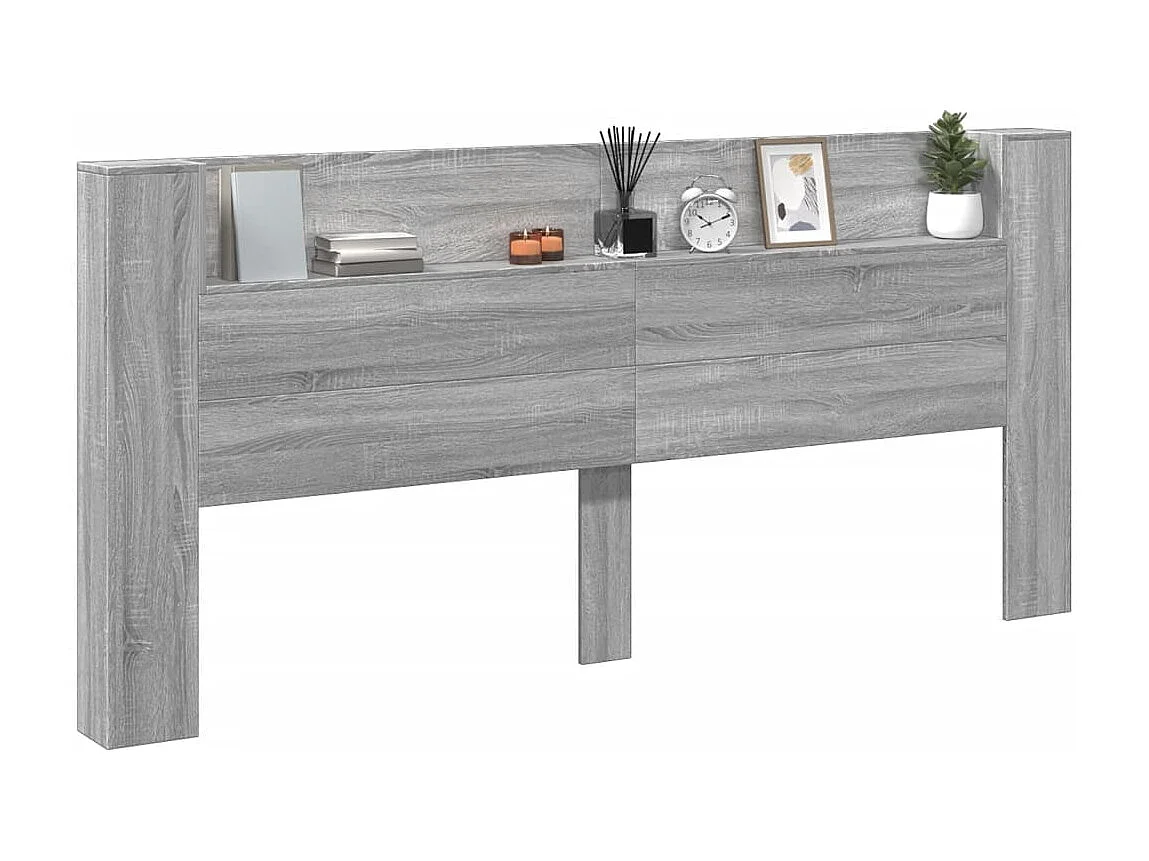 Armoire tête de lit avec LED sonoma gris 220x16,5x103,5