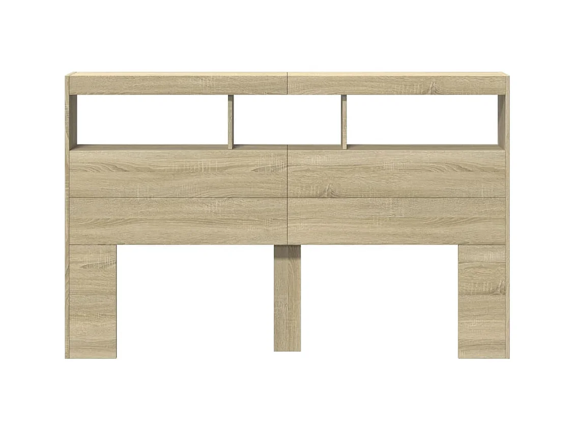 Armoire tête de lit avec LED chêne sonoma 160x17x102