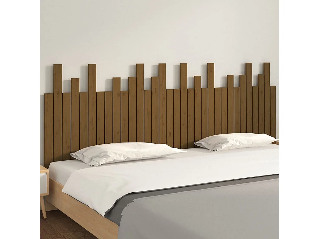Tête de lit murale Marron miel 204x3x80 Bois massif de pin