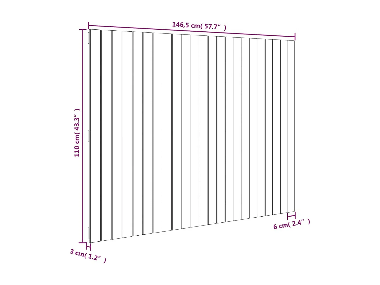 Tête de lit murale Blanc 146,5x3x110 Bois massif de pin