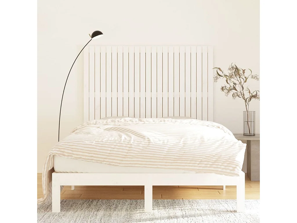 Tête de lit murale Blanc 146,5x3x110 Bois massif de pin