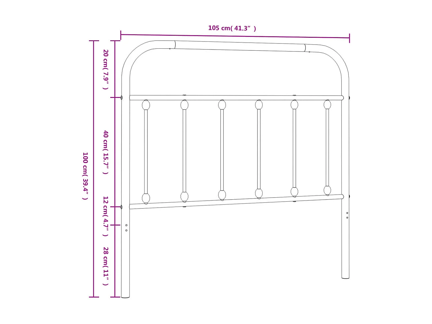 Tête de lit métal blanc 100cm