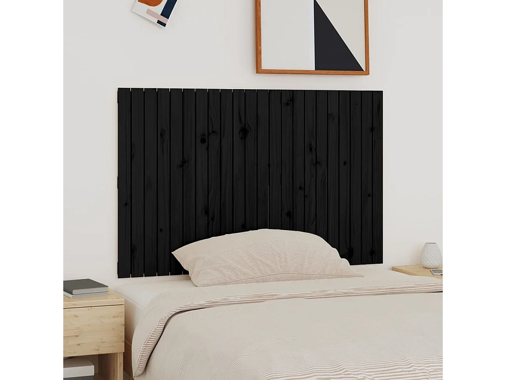 Tête de lit murale Noir 140x3x90 Bois massif de pin