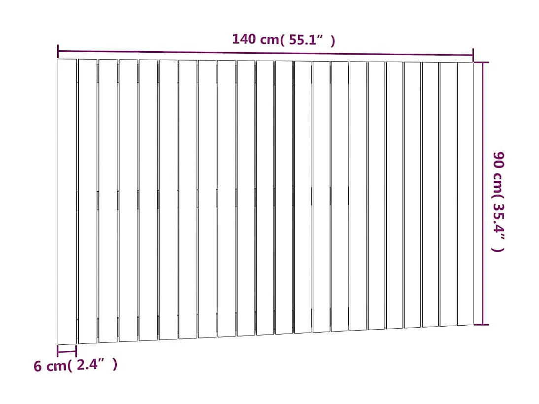 Tête de lit murale Noir 140x3x90 Bois massif de pin