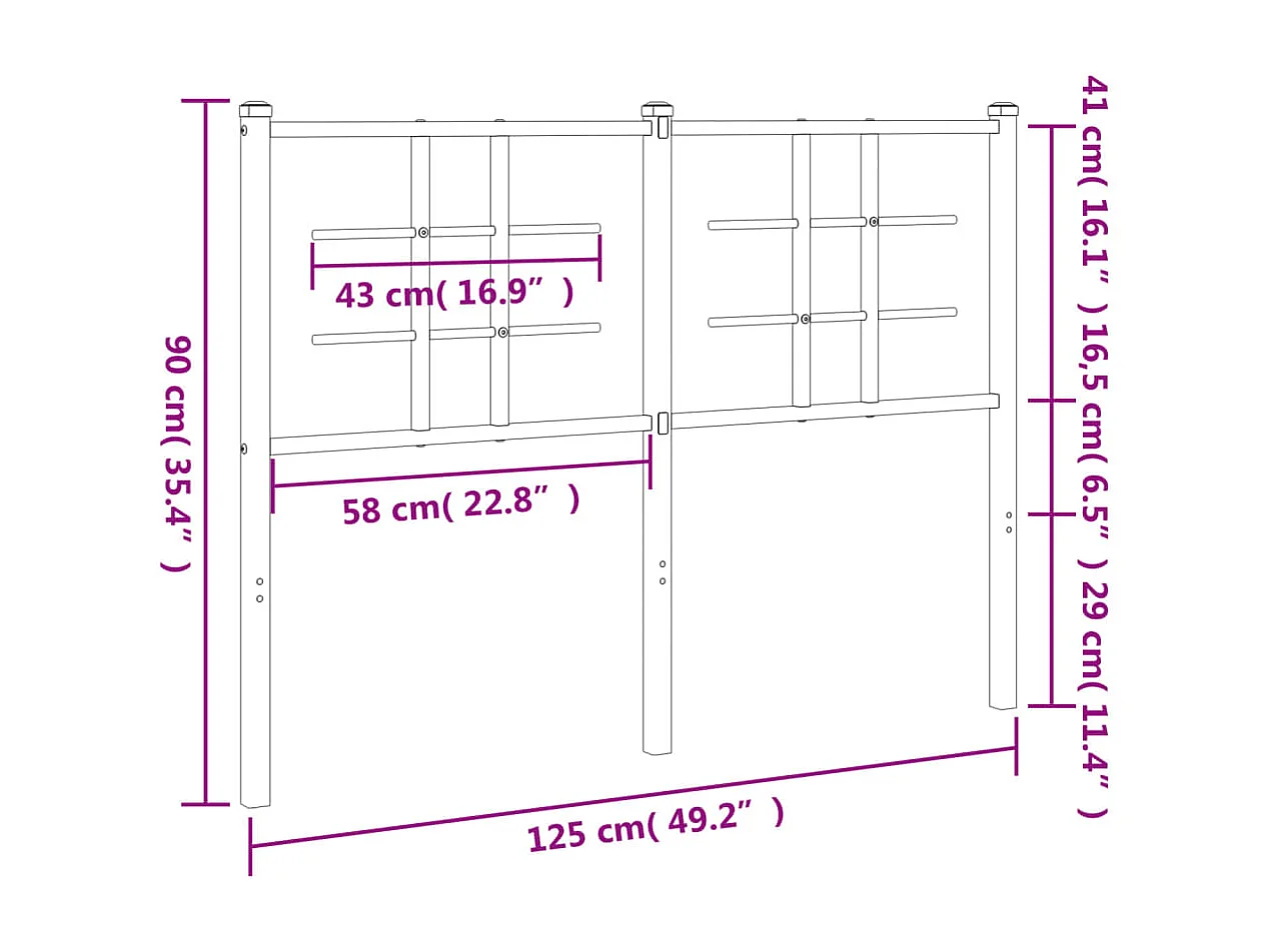 Tête de lit métal blanc 120cm