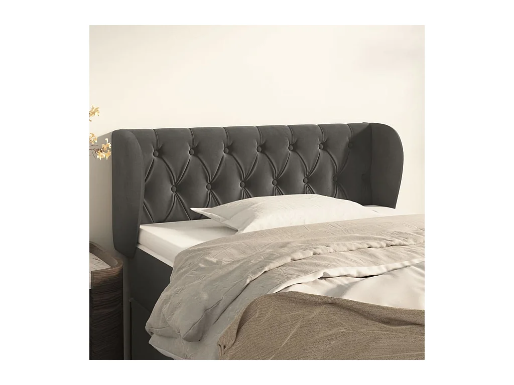 Tête de lit avec oreilles Gris foncé 103x23x78-88 Velours
