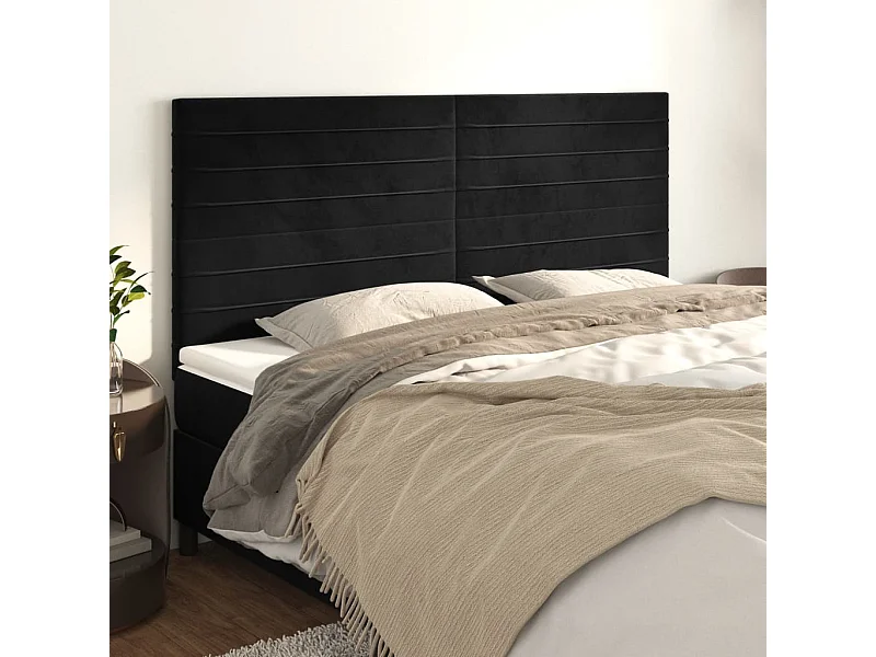 Têtes de lit 4 pcs Noir 90x5x78-88 Velours