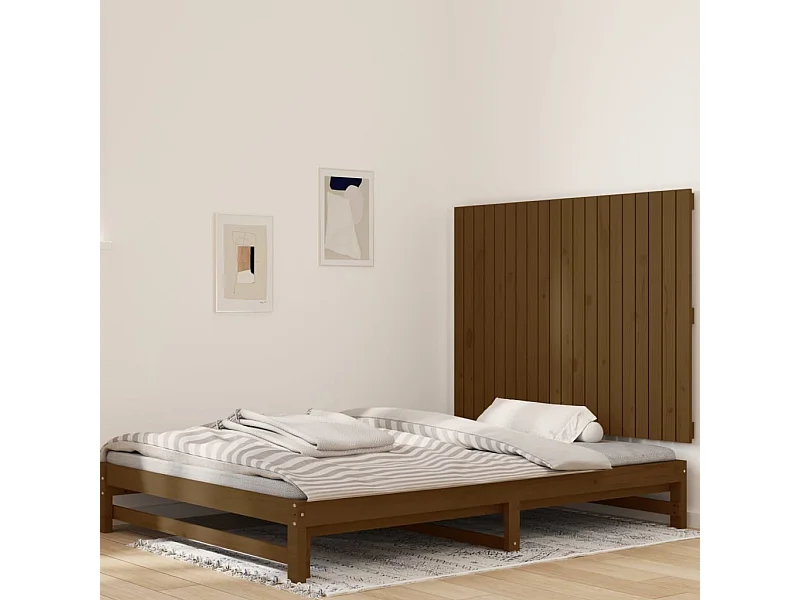 Tête de lit murale Marron miel 127,5x3x90 Bois massif de pin