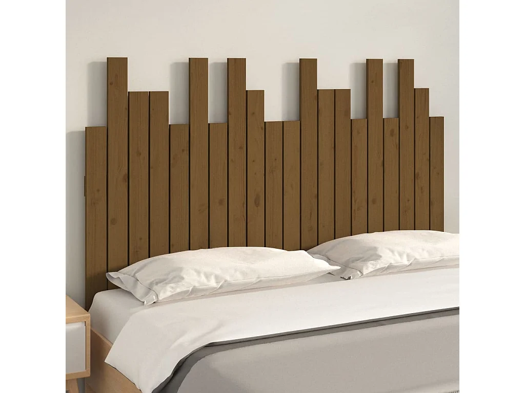 Tête de lit murale Marron miel 127,5x3x80 Bois massif de pin