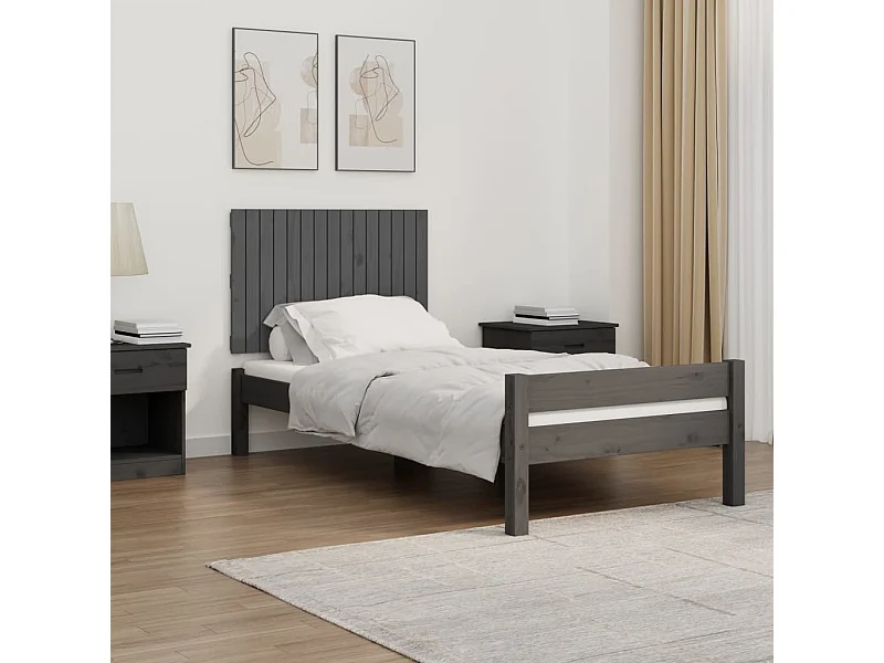 Tête de lit murale Gris 95,5x3x60 Bois massif de pin