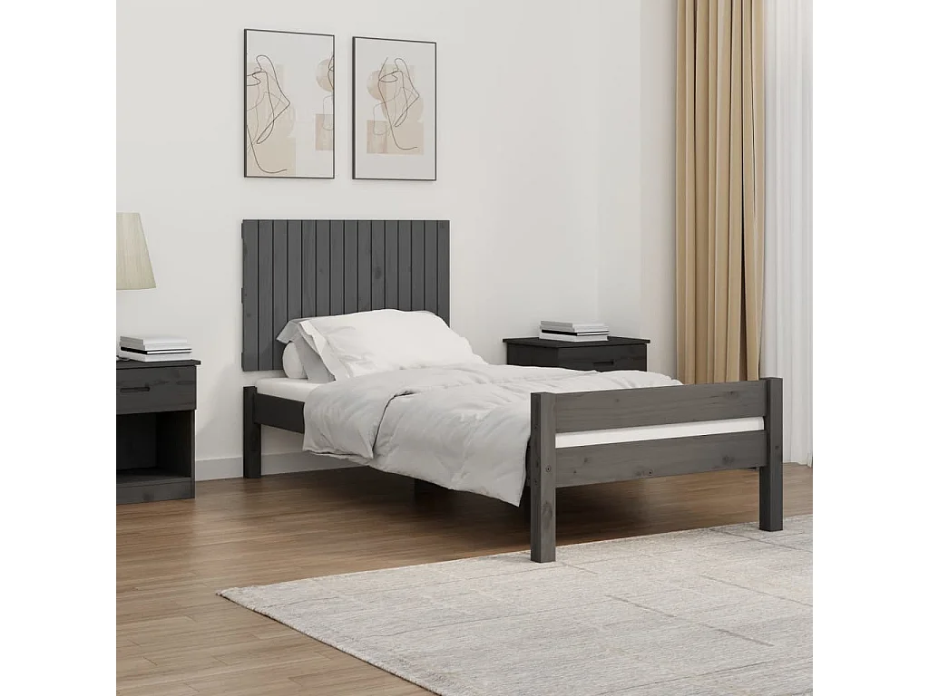 Tête de lit murale Gris 95,5x3x60 Bois massif de pin