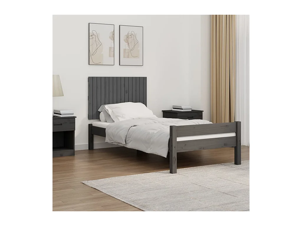 Tête de lit murale Gris 95,5x3x60 Bois massif de pin