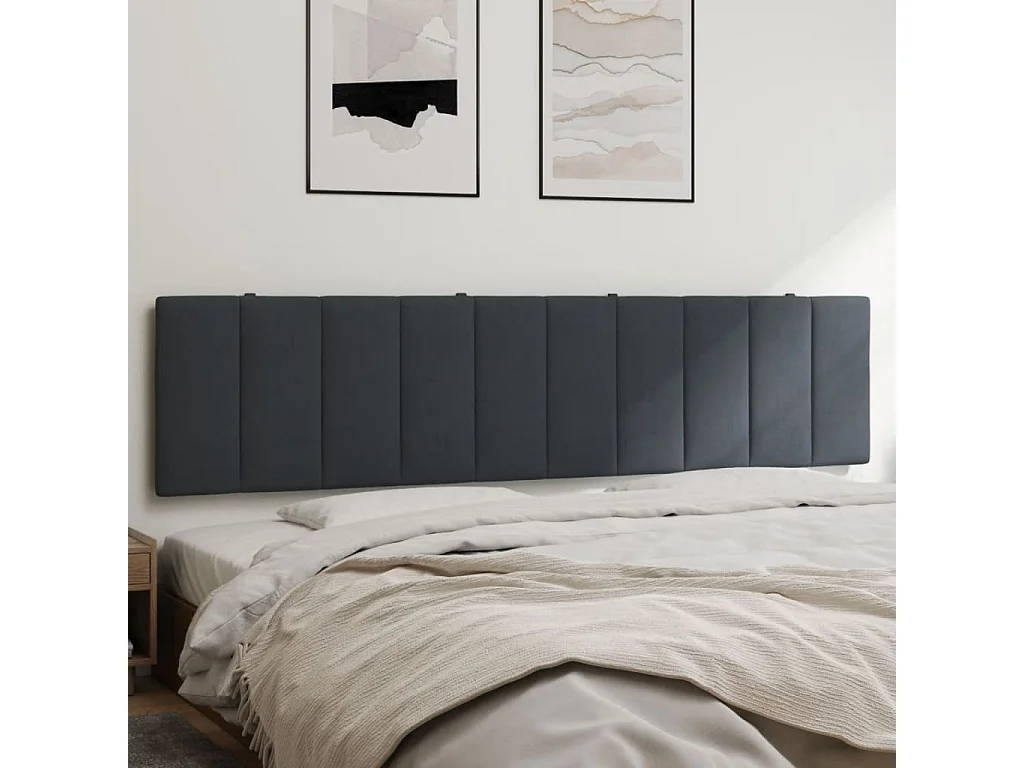 Coussin de tête de lit gris foncé 200cm velours