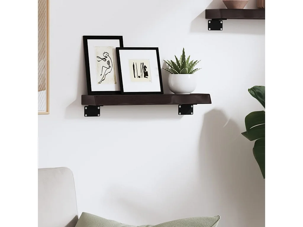 Étagère murale marron foncé 40x10x4 bois chêne massif traité