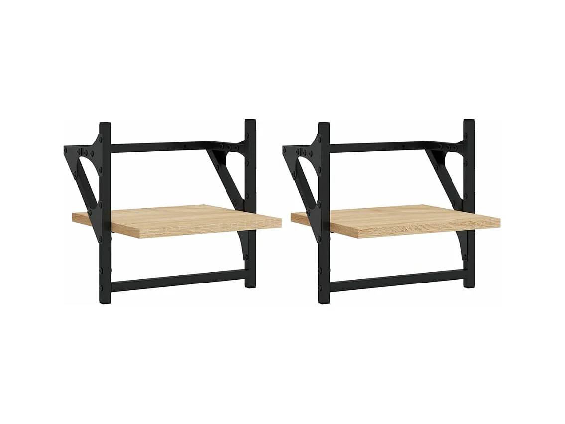 Étagères murales avec barres 2 pcs chêne sonoma 30x25x30