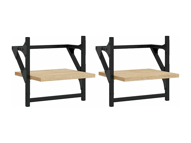 Étagères murales avec barres 2 pcs chêne sonoma 30x25x30