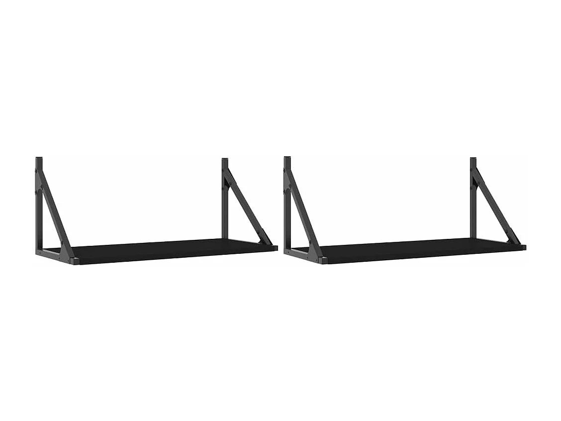 Étagères murales 2 pcs noir 60x25x25,5 bois d'ingénierie