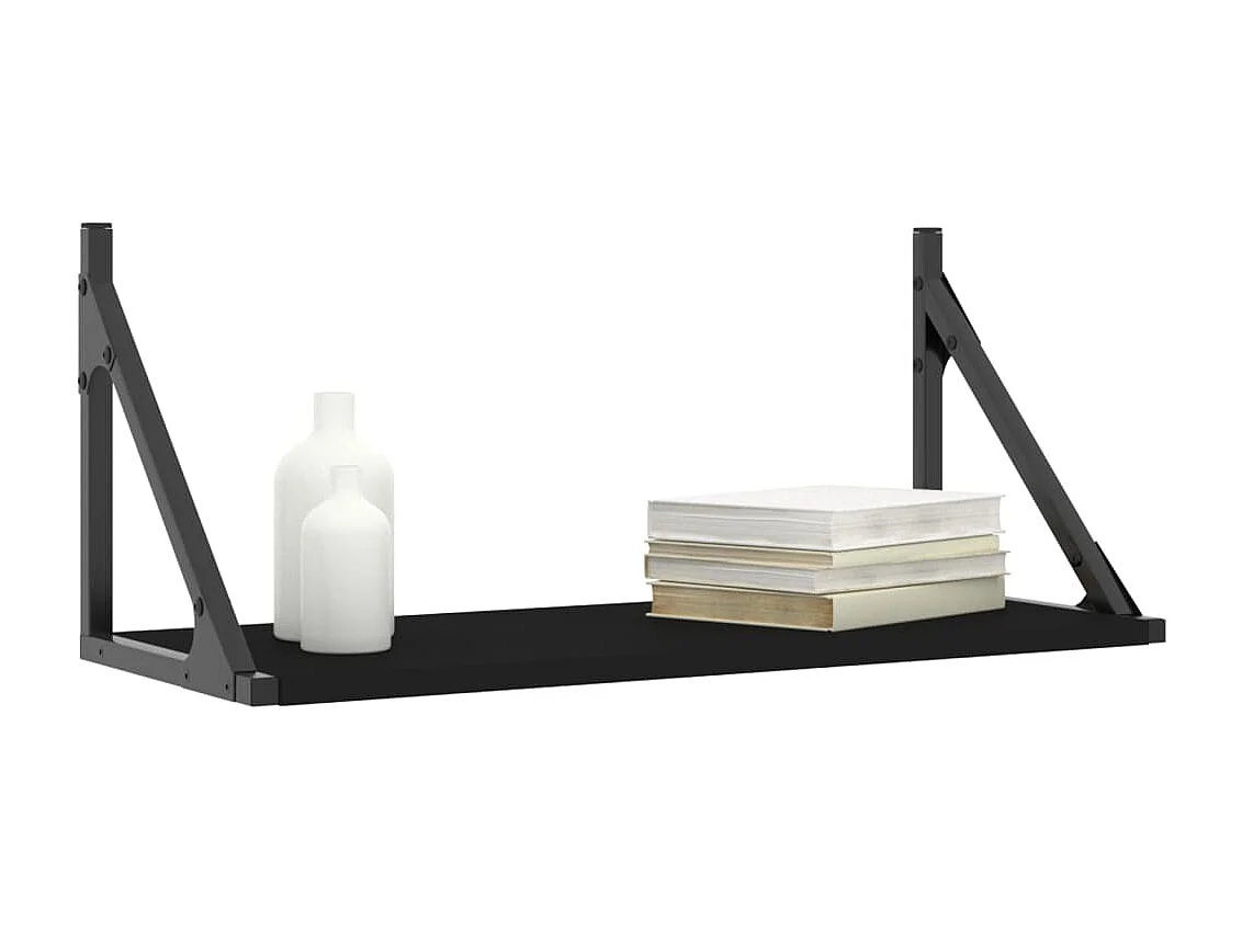 Étagères murales 2 pcs noir 60x25x25,5 bois d'ingénierie