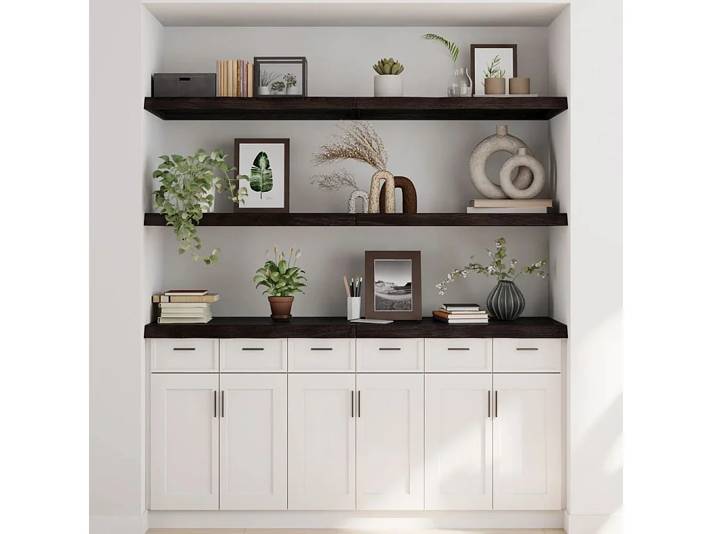 Étagère murale marron foncé bois chêne massif traité