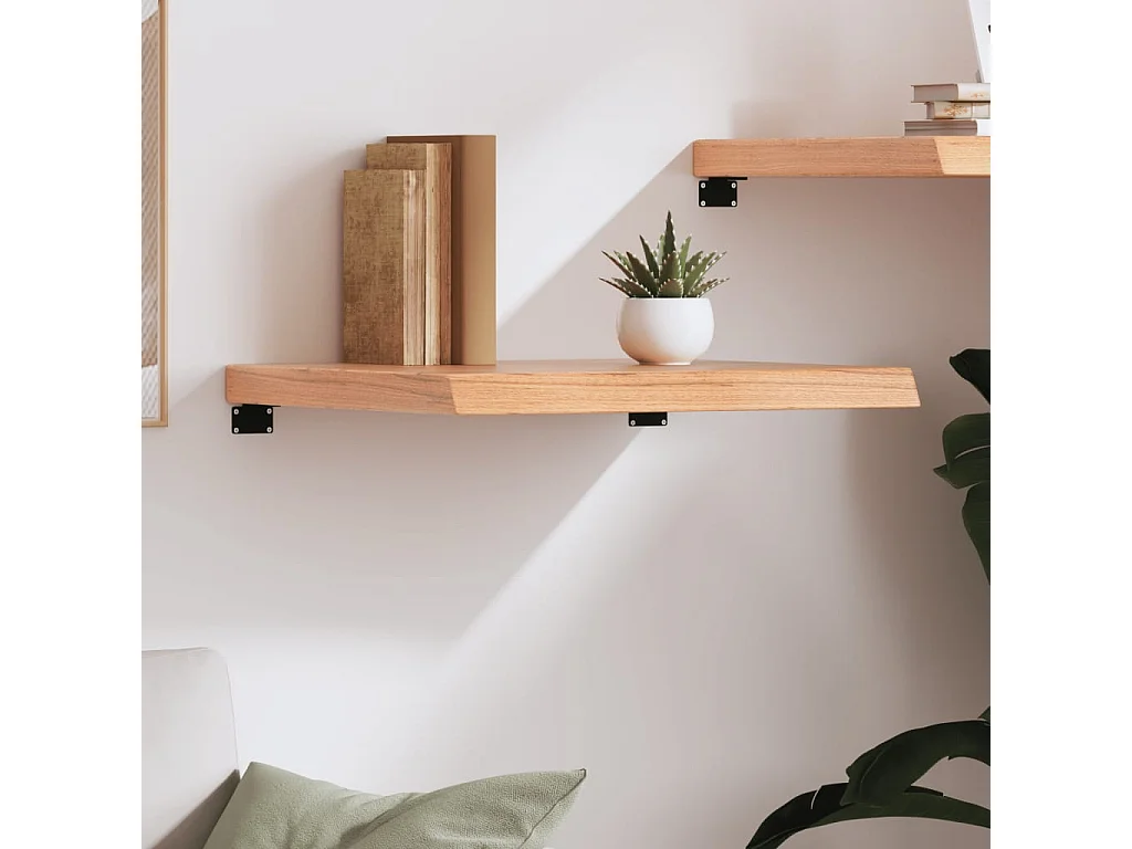 Étagère murale marron clair bois chêne massif traité
