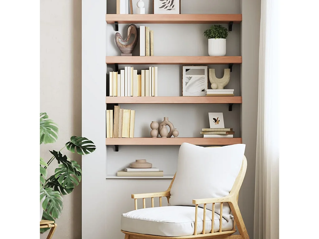 Étagère murale marron clair 100x20x6 bois chêne massif traité