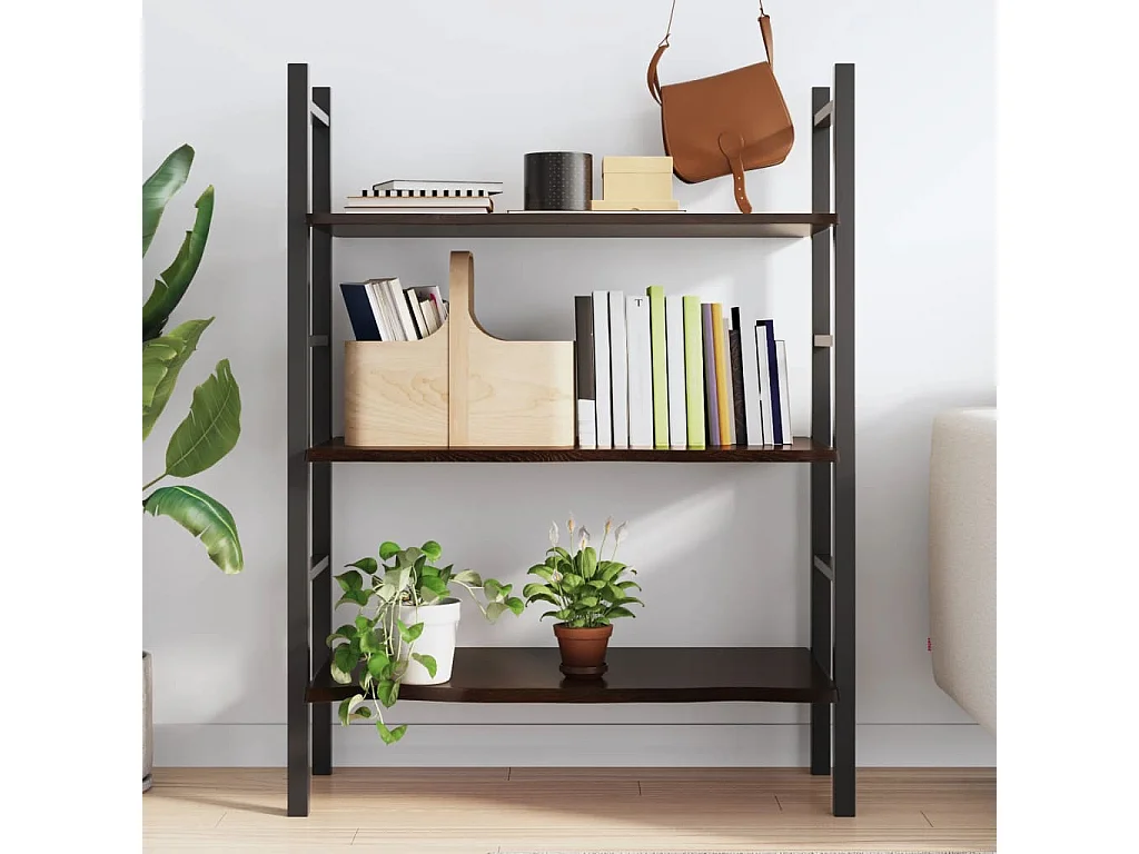 Étagère murale marron foncé 100x50x2 bois chêne massif traité